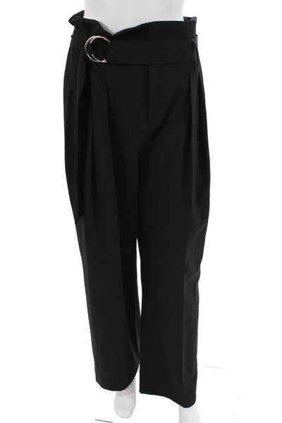 IRO Women Paperbag Dress Pants Black Wool Buckle Size 40