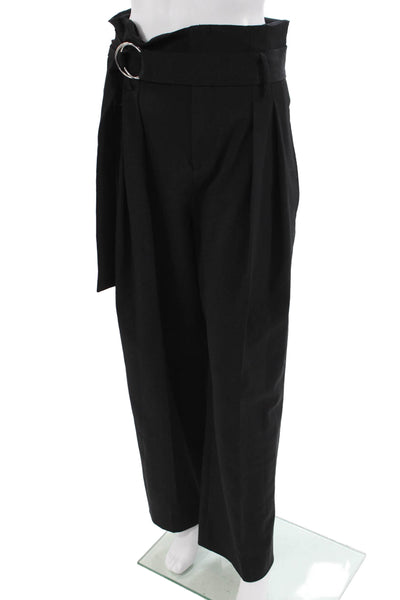 IRO Women Paperbag Dress Pants Black Wool Buckle Size 40