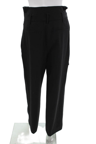 IRO Women Paperbag Dress Pants Black Wool Buckle Size 40