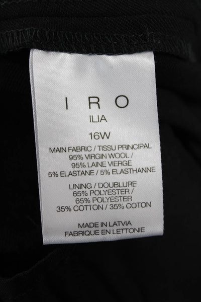 IRO Women Paperbag Dress Pants Black Wool Buckle Size 40