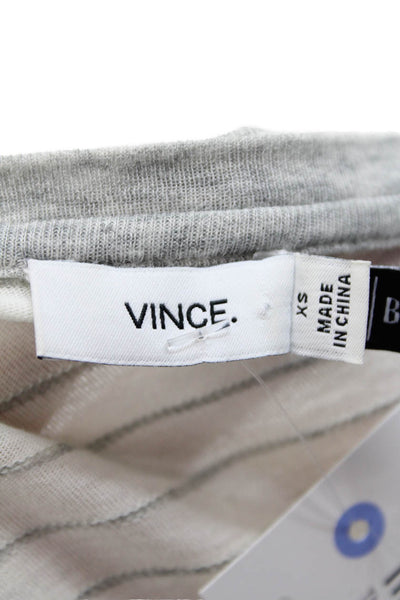 Vince Women Basic Striped White Crew Neck T-Shirt Size XS
