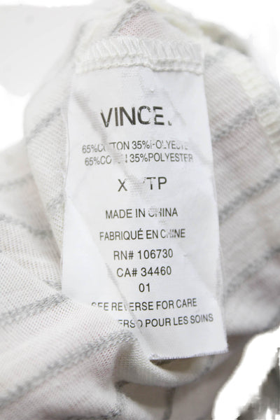 Vince Women Basic Striped White Crew Neck T-Shirt Size XS