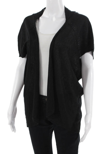 Gerard Darel Women Black Wool Short Sleeve Sweater Designer Size 1