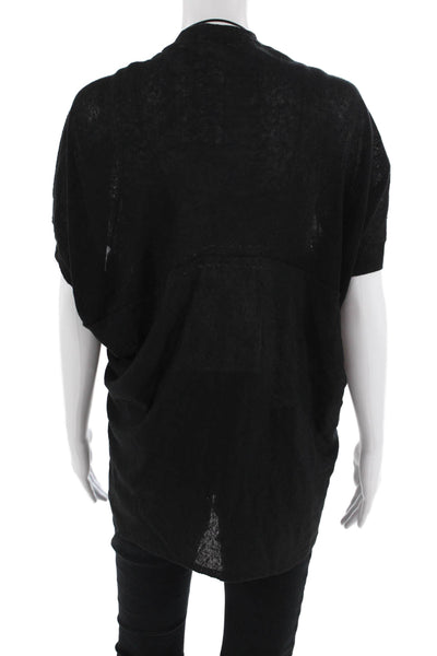 Gerard Darel Women Black Wool Short Sleeve Sweater Designer Size 1