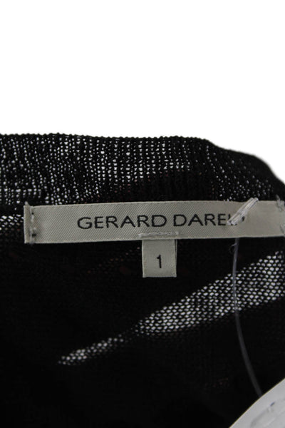 Gerard Darel Women Black Wool Short Sleeve Sweater Designer Size 1