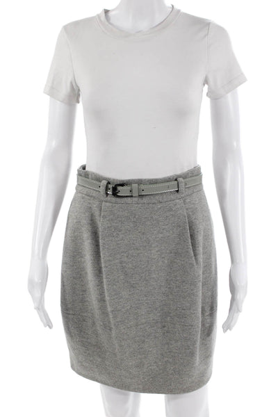 Theory Women A-Line Mini Skirt Gray Wool Blend Size 4