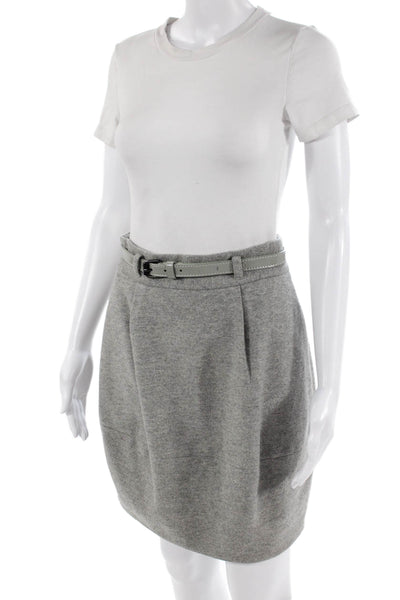 Theory Women A-Line Mini Skirt Gray Wool Blend Size 4