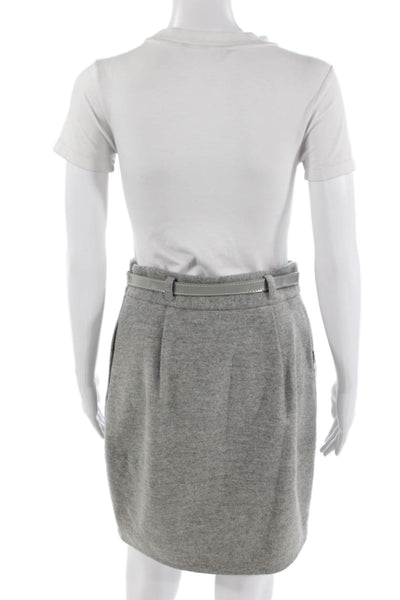 Theory Women A-Line Mini Skirt Gray Wool Blend Size 4