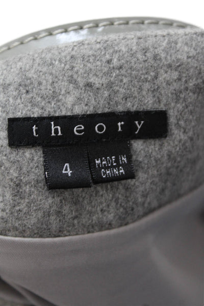 Theory Women A-Line Mini Skirt Gray Wool Blend Size 4