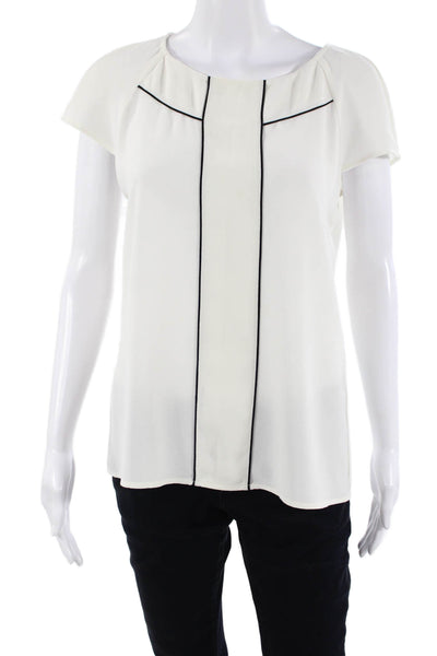 Zara Women Basic White Round Neck Short Sleeve Blouse Size M