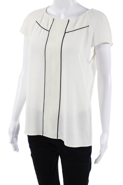 Zara Women Basic White Round Neck Short Sleeve Blouse Size M