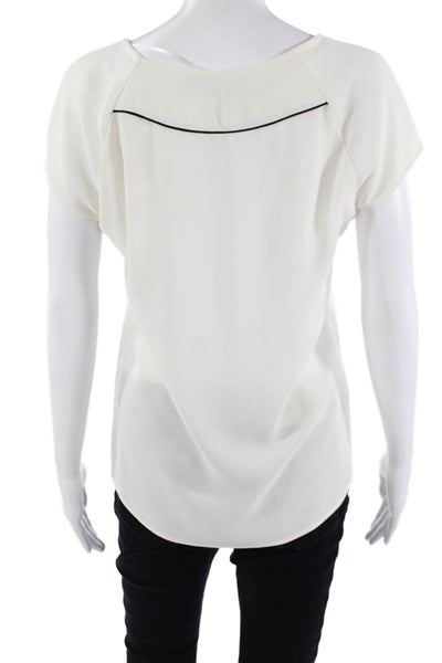 Zara Women Basic White Round Neck Short Sleeve Blouse Size M
