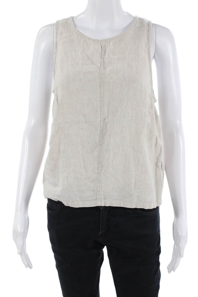 J Crew Womens Beige Linen Basic Tank Round Neck Size S