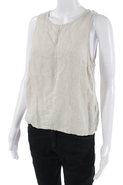 J Crew Womens Beige Linen Basic Tank Round Neck Size S