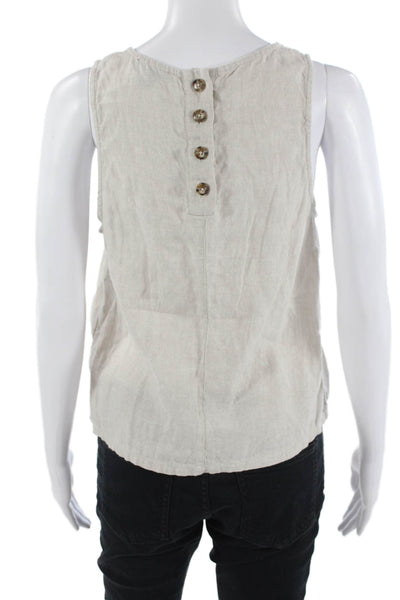 J Crew Womens Beige Linen Basic Tank Round Neck Size S