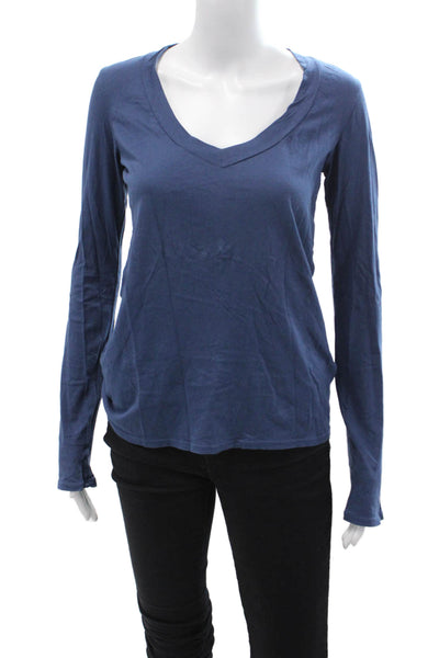 Standard James Perse Womens Blue Jersey V-Neck Long Sleeve Tee Size 2