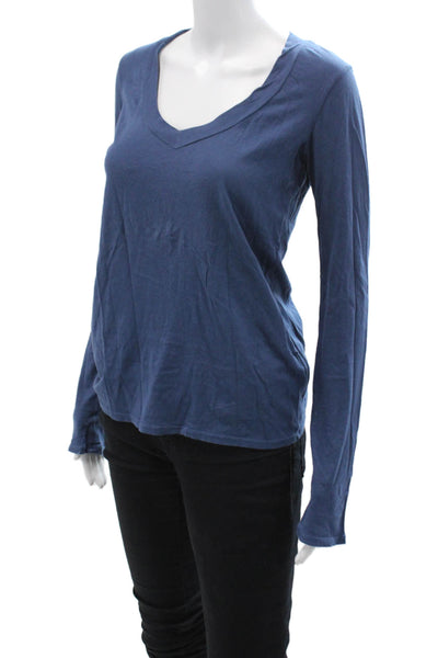 Standard James Perse Womens Blue Jersey V-Neck Long Sleeve Tee Size 2