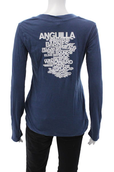 Standard James Perse Womens Blue Jersey V-Neck Long Sleeve Tee Size 2