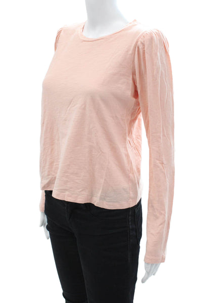 The Westside Womens Basic Pink Cotton Long Sleeve Round Neck T-Shirt Size M