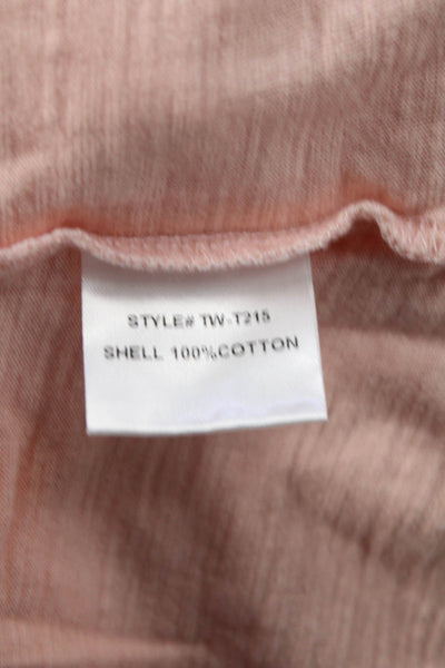 The Westside Womens Basic Pink Cotton Long Sleeve Round Neck T-Shirt Size M