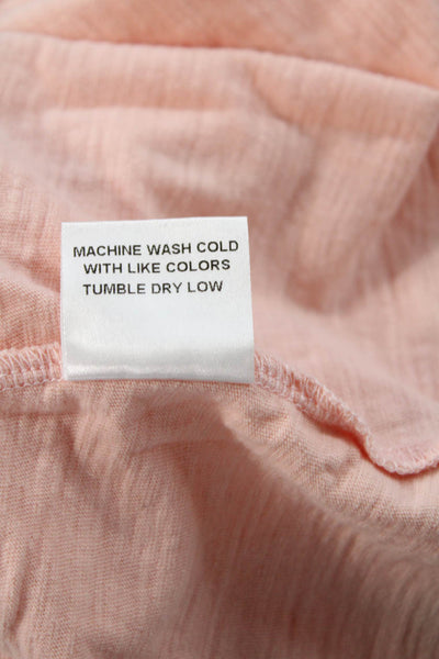 The Westside Womens Basic Pink Cotton Long Sleeve Round Neck T-Shirt Size M