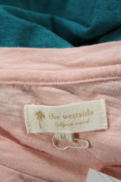 The Westside Womens Basic Pink Cotton Long Sleeve Round Neck T-Shirt Size M