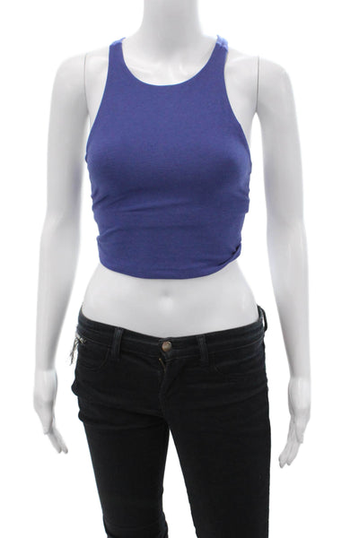 Beyond Yoga Womens Cropped High Neck Tank Blue Polyester Size XS