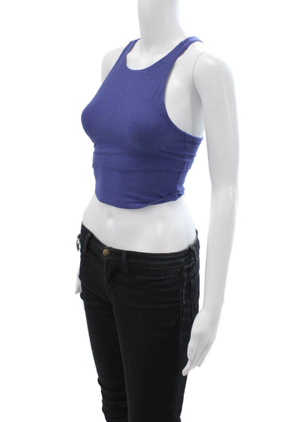 Beyond Yoga Womens Cropped High Neck Tank Blue Polyester Size XS
