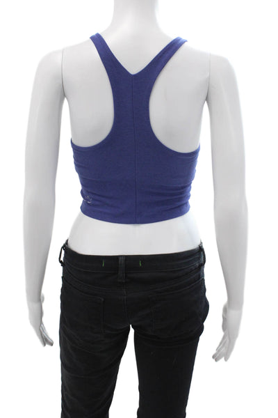 Beyond Yoga Womens Cropped High Neck Tank Blue Polyester Size XS