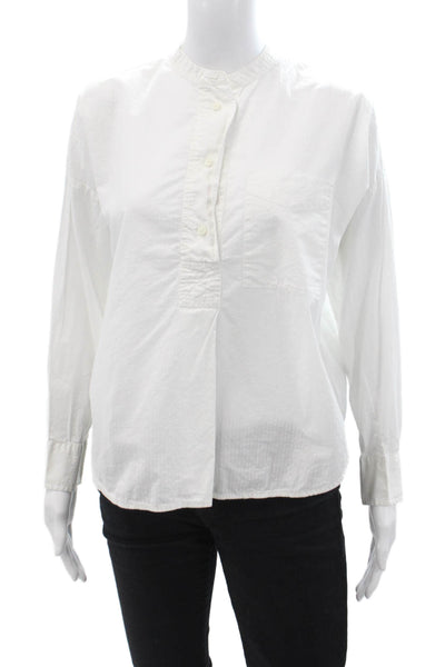 Everlane Womens White Cotton High Neck Long Sleeve Basic Button-Up Size 2