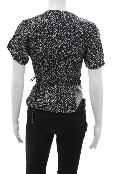 Los Angeles Atelier + Other Stories Women Black Polka Dot V-Neck Blouse Size 0