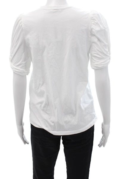 ALC Womens Basic White Cotton Crew Neck Short Sleeve T-Shirt Size M