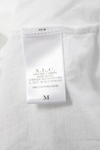 ALC Womens Basic White Cotton Crew Neck Short Sleeve T-Shirt Size M