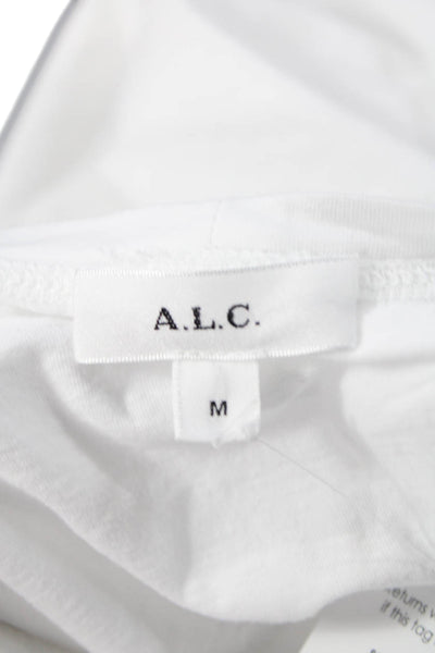 ALC Womens Basic White Cotton Crew Neck Short Sleeve T-Shirt Size M