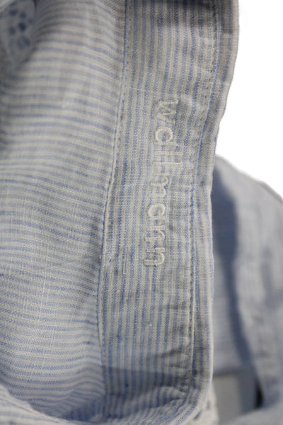 Wallmann Women Striped Collared Button-Up Shirt Light Blue Long Sleeve Size S