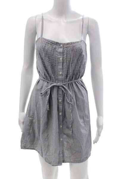 Soft Joie Womens Shirt Dress Gray Striped Cotton Sleeveless Button Mini Size S