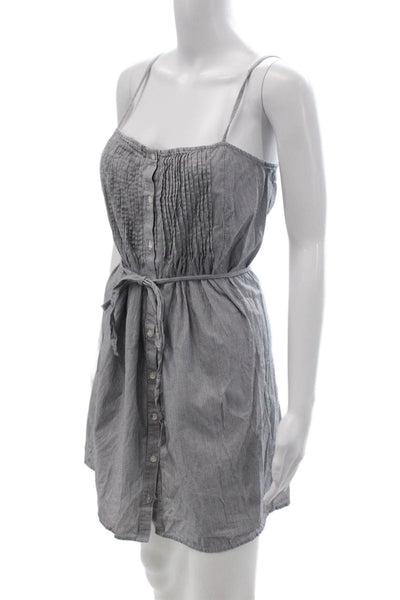 Soft Joie Womens Shirt Dress Gray Striped Cotton Sleeveless Button Mini Size S