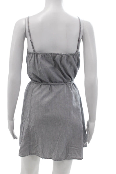 Soft Joie Womens Shirt Dress Gray Striped Cotton Sleeveless Button Mini Size S