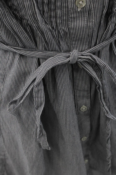 Soft Joie Womens Shirt Dress Gray Striped Cotton Sleeveless Button Mini Size S