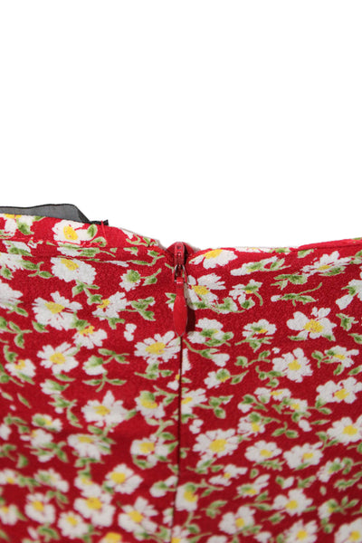 Reformation Women Red Floral Slip Dress Square Neck Viscose Mini Size 4