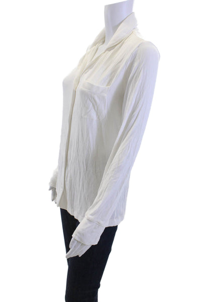 Skims Women Collared Button-Up Long Sleeve White Modal Top Size XS