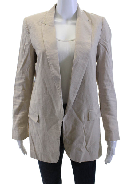 Zara Women Beige Collared Long Sleeve Classic Blazer Size XS