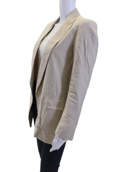 Zara Women Beige Collared Long Sleeve Classic Blazer Size XS