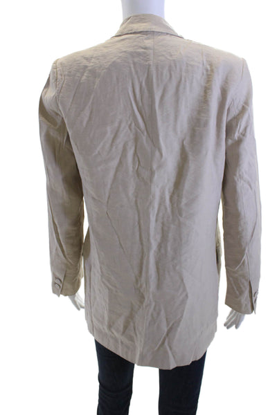 Zara Women Beige Collared Long Sleeve Classic Blazer Size XS