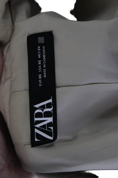Zara Women Beige Collared Long Sleeve Classic Blazer Size XS