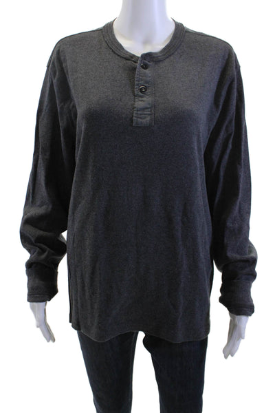 J Crew Mens Band Long Sleeve Crewneck Dark Gray Cotton Top Size L