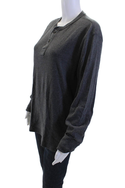 J Crew Mens Band Long Sleeve Crewneck Dark Gray Cotton Top Size L