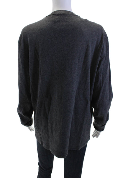J Crew Mens Band Long Sleeve Crewneck Dark Gray Cotton Top Size L