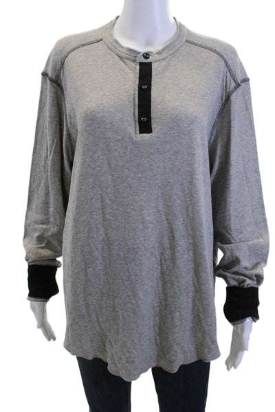 Rag & Bone Mens Gray Cotton Crew Neck Button Long Sleeve Shirt Size L
