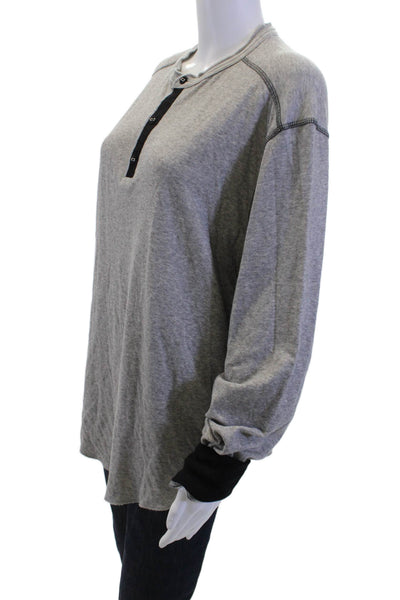 Rag & Bone Mens Gray Cotton Crew Neck Button Long Sleeve Shirt Size L